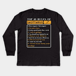 Top 10 Rules Of Sagittarius, Sagittarius Traits Rules Facts Kids Long Sleeve T-Shirt